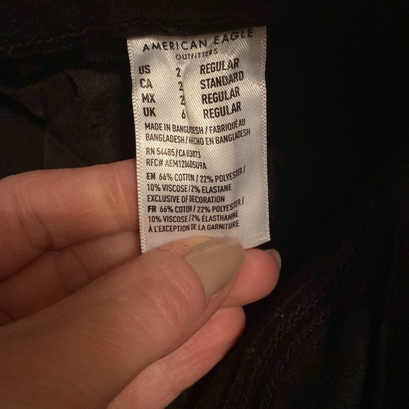 AE Black Denim Button High Rise Flares - Picture 4 of 5